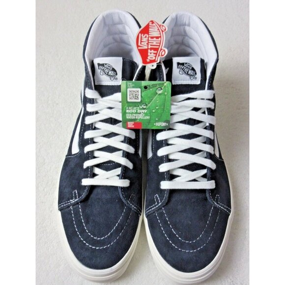 Vans Men's Sk8-Hi Pig Suede Parisian Night Blue True White Skate shoes Size NIB - Picture 3 of 5